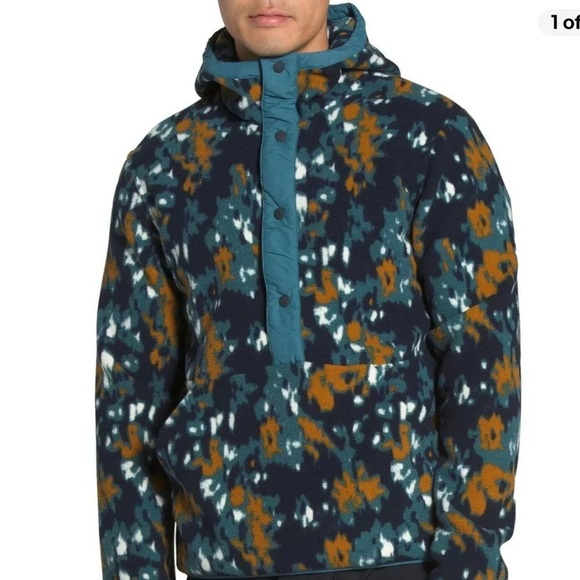 North Face Fleece Pullover Men's XXL Multicolor Carbondale Quarter Snap Hoodie - Picture 1 of 14